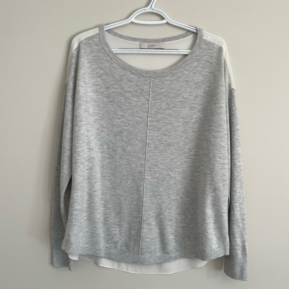 Loft Lightweight Sweater - Gray & White